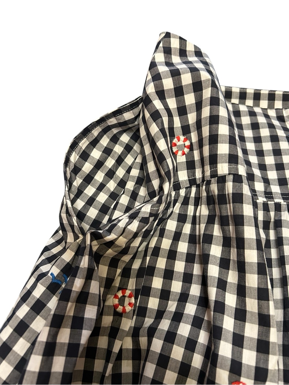 Black & White Gingham A-Line Skirt with Subtle Embroidered Accents - Picture 7 of 16